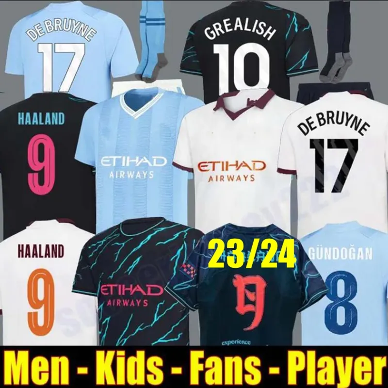 23 24 Mans Villes Maillots de football Haaland Maillot de football De Bruyne Phillips Grealish Ferran Mahrez Foden Bernardo Joao Cancelo Z Rodrigo