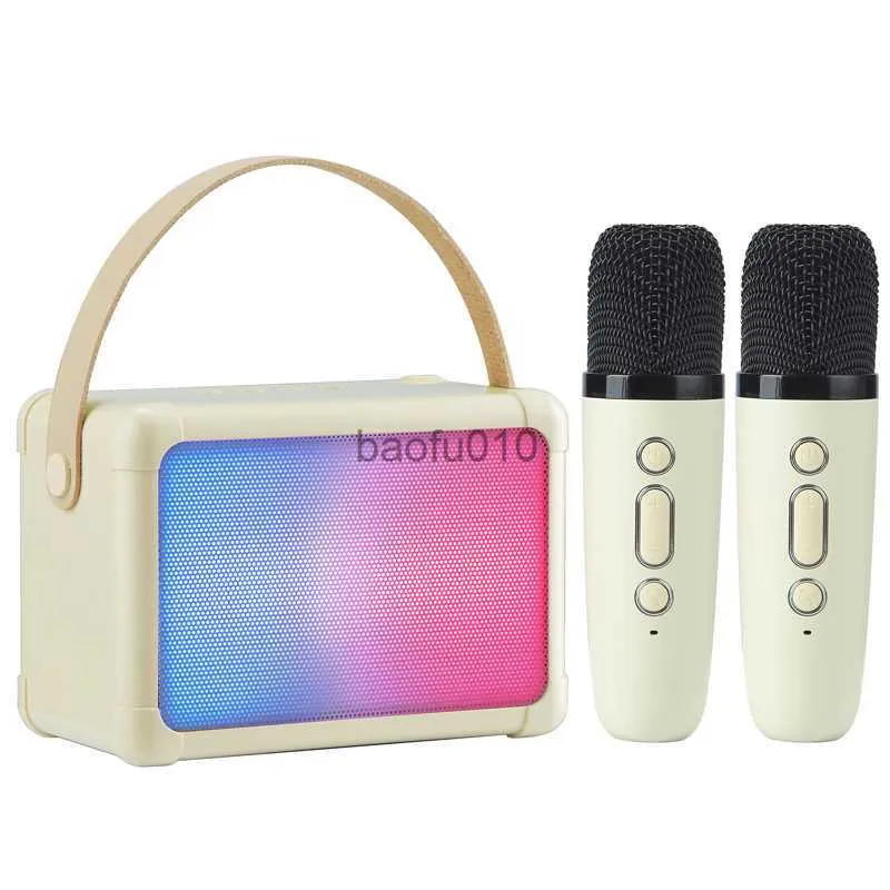 Mikrofoner Portable Bluetooth -högtalare med mikrofonuppsättning Retro Bluetooth -högtalare med Home Karaoke Machine Portable Handheld Karaoke Mics HKD230818