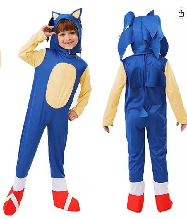 Boys Girls Sonic The Hedgehog Jumpsuit Cosplay Costume Fancy Dress