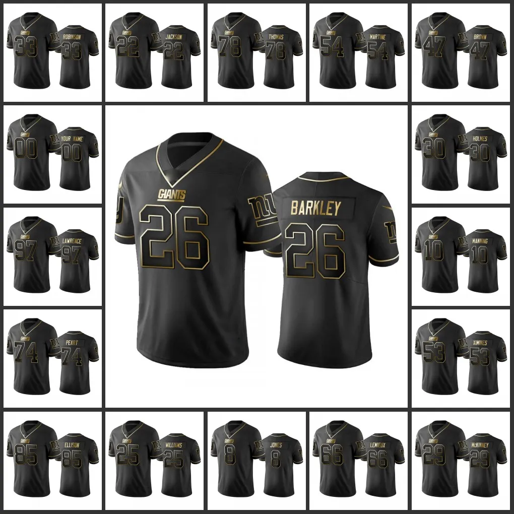 Jerseys New York''Giants''men 8 Daniel Jones 26 Saquon Barkley 10 Eli Manning Women Youth'nfl Black Custom Vapor Limited Golden Edition Jersey