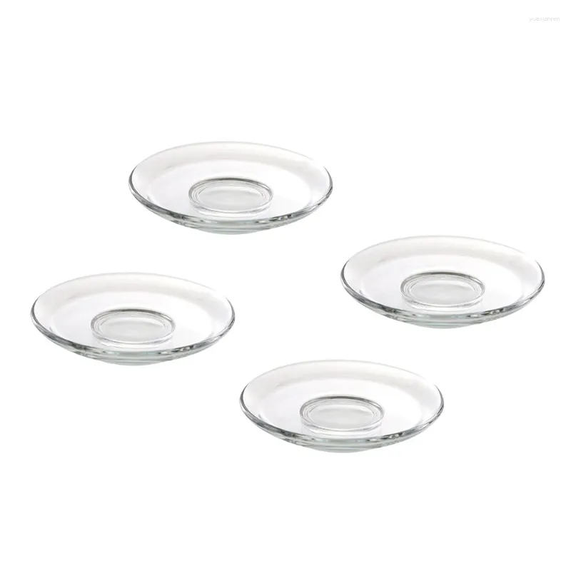 Cups Saucers 4 Pcs Glass Saucer Round Plates Household Tea Decorative Coffee Teacup Tray Kitchen Tableware