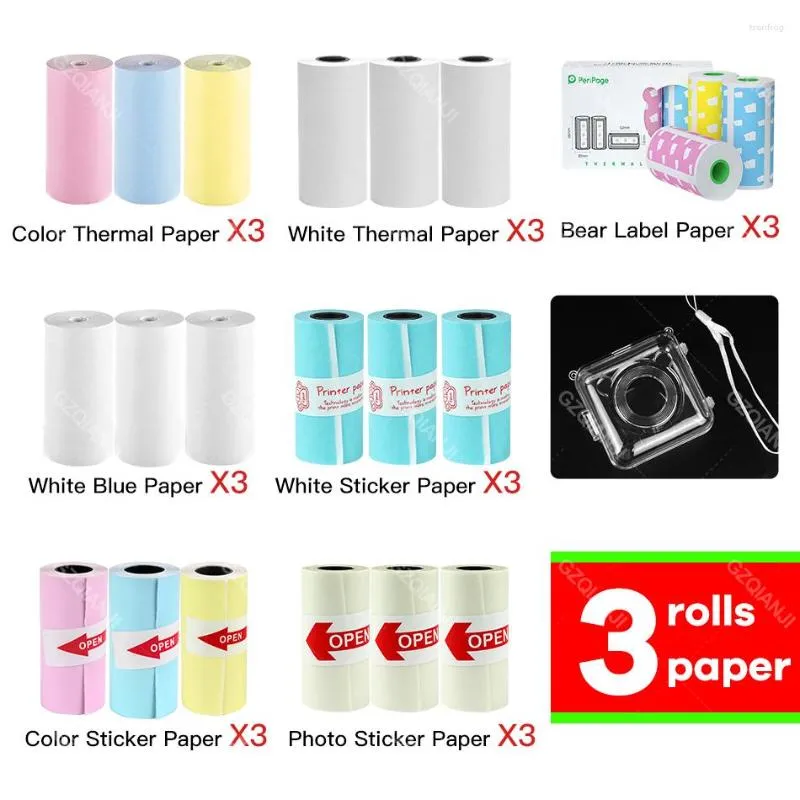 Péripage A6 PO Paper Roll 58 mm Étiquette autocollant Remarques Couleur blanche Étiquettes A8 Papiers imprimantes Boîte collante