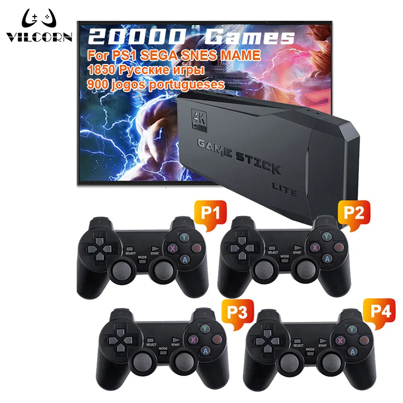 Игровые контроллеры Joysticks Video Console TV HD Stick 4K 128 GB 20000 Retro Games для PS1 GBA Dendy Mame Everdrive Save Save Добавить 230816