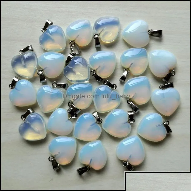 Charms Jewelry Findings Components Natural Stone 15Mm Heart Rose Quartz Lapis Lazi Turquoise Opal Pendant Diy For Necklace Earrings Dr Dhgvy