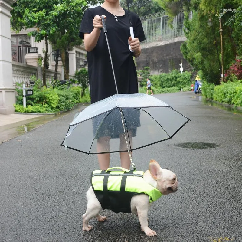 Dog Apparel Rain Scattered Medium-Sized Small Jarre Aero Bull Pug Teddy Pet Puppy Umbrella Waterproof Walking Artifact