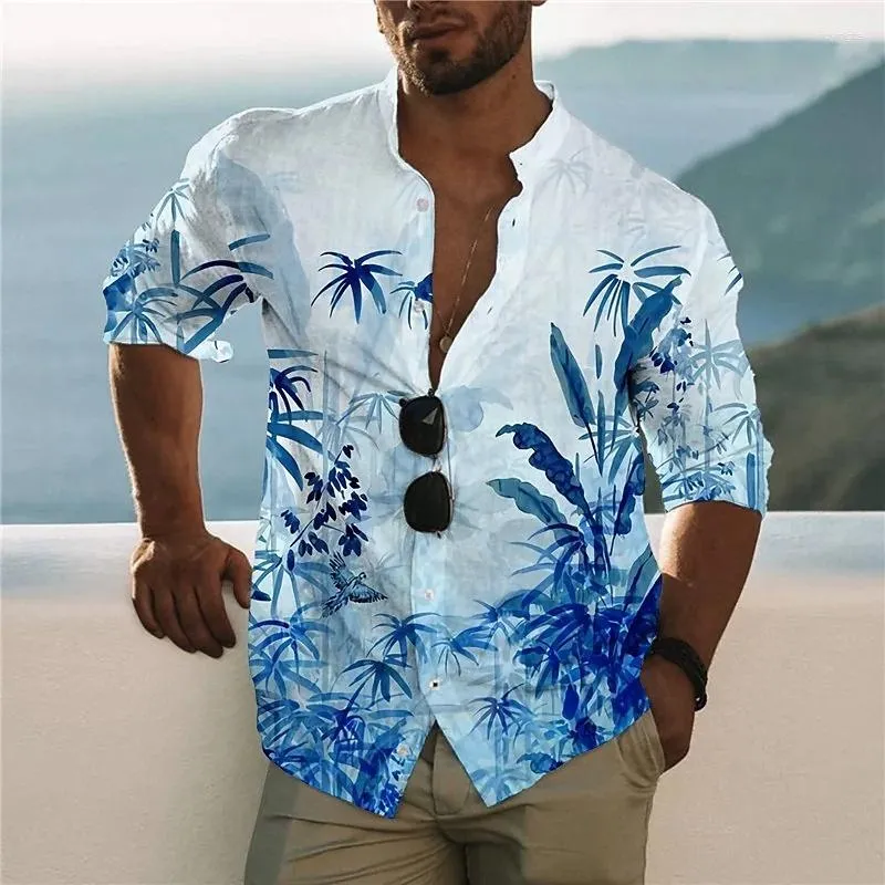 Mäns avslappnade skjortor Summer Tropical Awaiian Sirts 3D Printed Arajuku Sort Hylsa Blus Overized Tops Tee Sirt Omme Y2K Camiseta