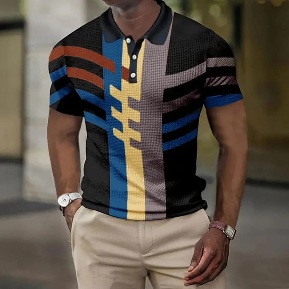 Polos masculins Mans à manches courtes 3D Polo à imprimé pour hommes Modèles géométriques pour hommes à manches courtes à manches courtes à manches courtes de loisirs de loisirs 230817