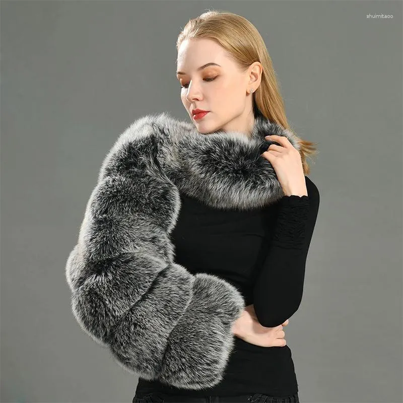 Women's Fur Winter Warm Clothes 2023 Silver Faux Coats Women One Shoulder Long Sleeve Mink Jackets Furry Coat Femme Top