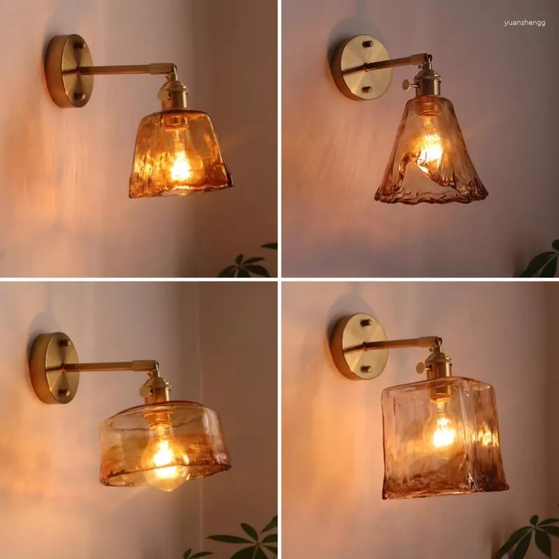 Vägglampor vintage mässingslampa modern nordisk säng rökglas enkel badrum spegel front sconce