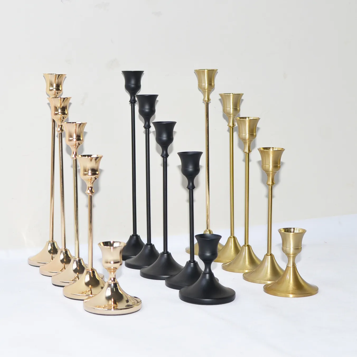 black candlestick holder metal antique table candelabra centerpieces gold iron taper candle holder for home wedding decoration