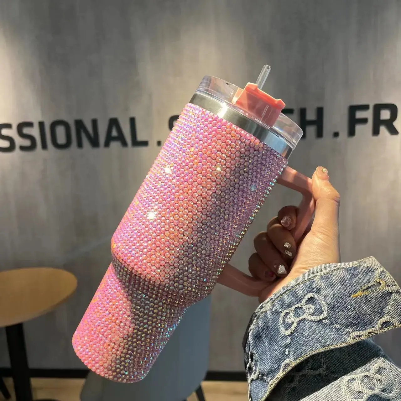 INSTOME Bling Water Bottle With Chain - 17 Oz Togo
