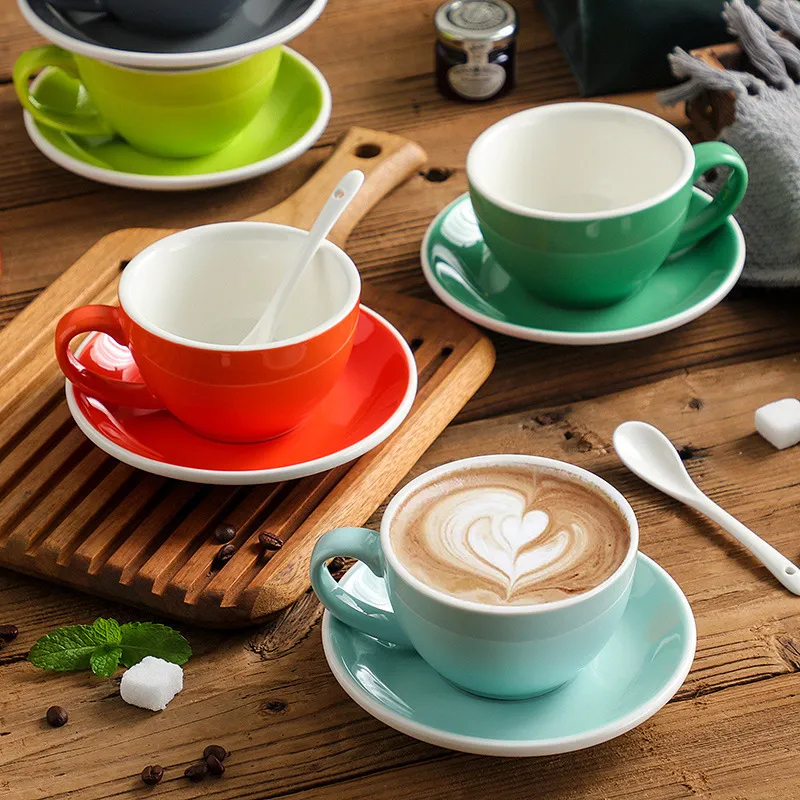 Tazas de café de cerámica de estilo europeo, desayuno de taza de té de  leche, tazas de flores de capuchino, vajilla de cocina de Latte, alto grado