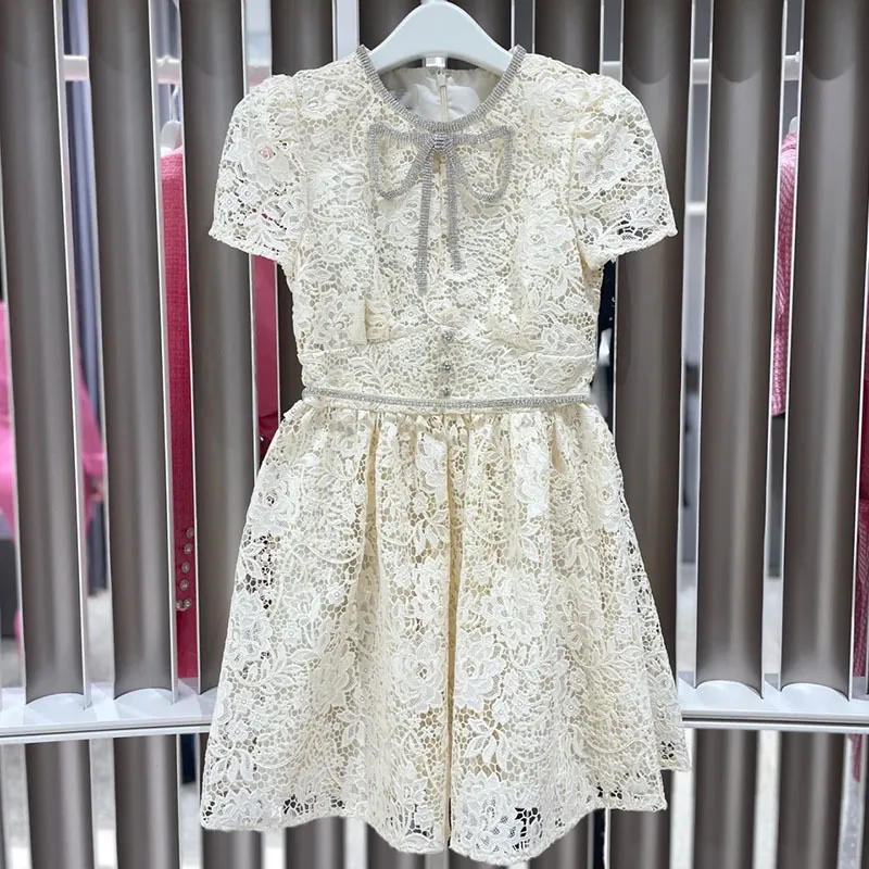 short white empire waist dress Girl's Angel Sleeve Empire Waist Dress – Cotton Blank | 4 Colors | Embroidery & Boutique | Sizes 12M–10 main image 1