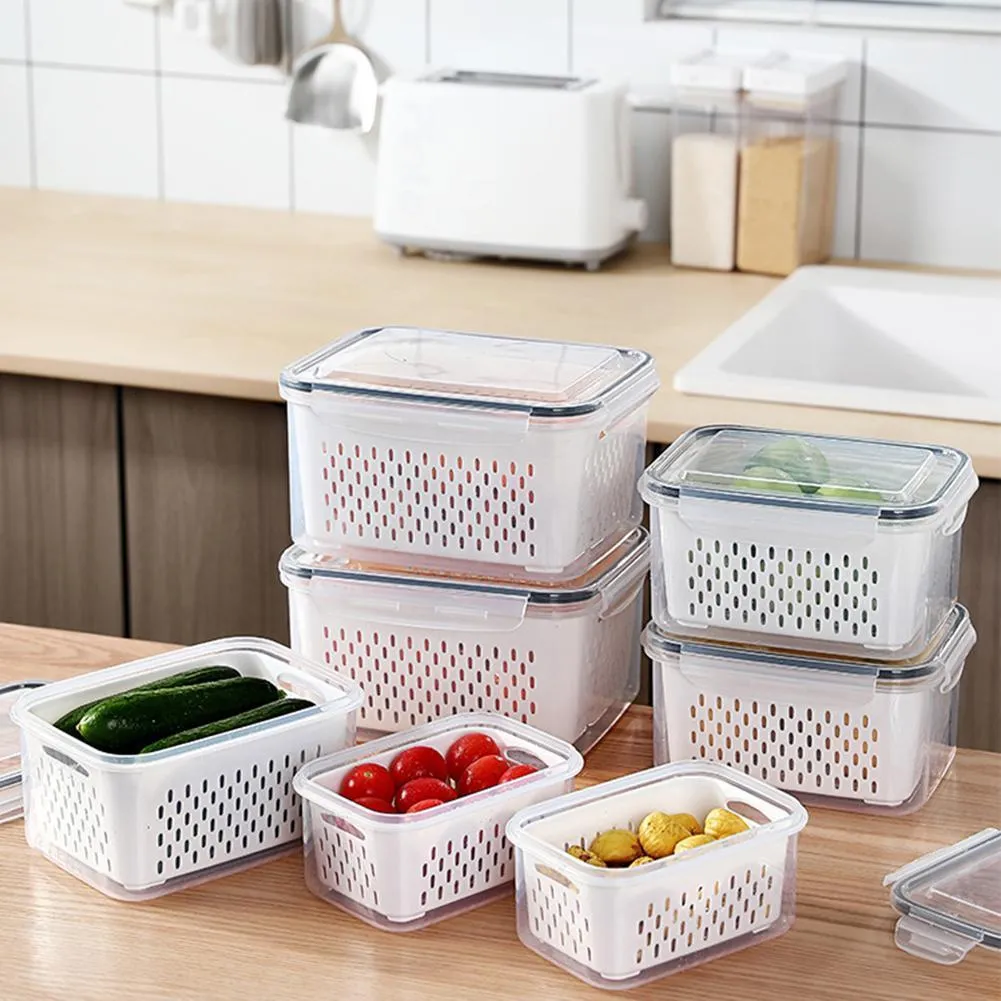 Organizador de nevera. Cajas de plastico para cocina, y despensa. 7  organizadores transparentes con tapa para almacenaje en frigorifico, y  baño. : : Hogar y cocina