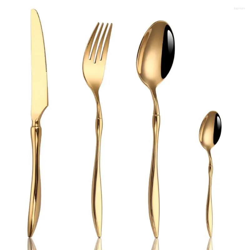 Ensembles de vaisselle Golden El Set Mirror 304 en acier inoxydable table de table à fourche à fourche de café Steak Steak Cutlery