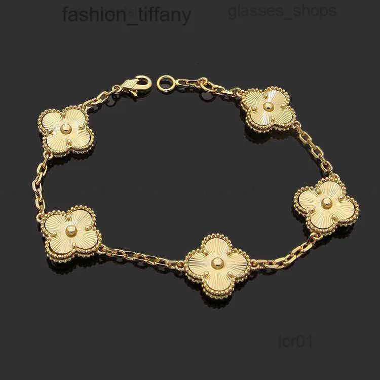 Bracelet de chaîne de liaison de créateurs à quatre feuilles Cleef Clover Womens Fashion Gold Bracelets bijoux U6 16xw9