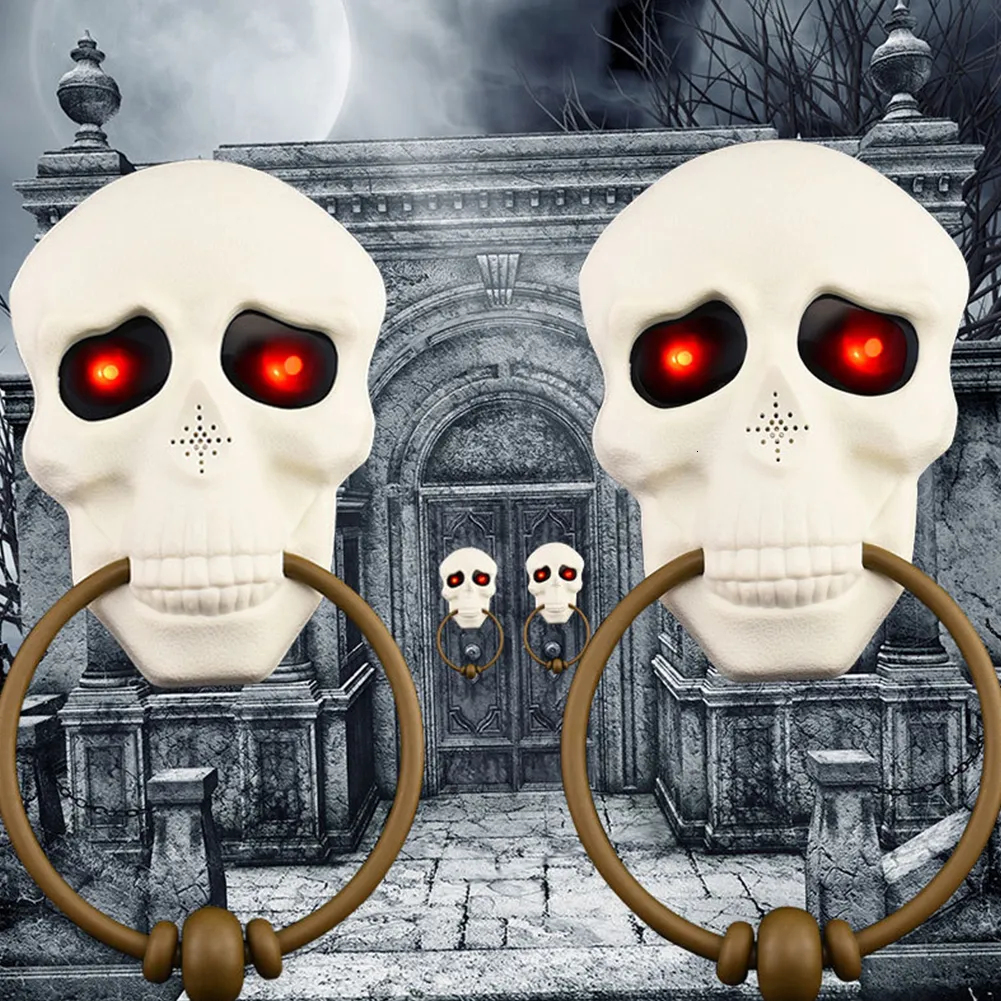 Inne imprezy imprezowe zaopatrzenia Halloween świecące czaszki Bells Eye Luminous Szkielet Trudny dzwonek dotyk kontrolny elektrycznej bateria zasilana zabawna nowość upiorna zabawka 230818