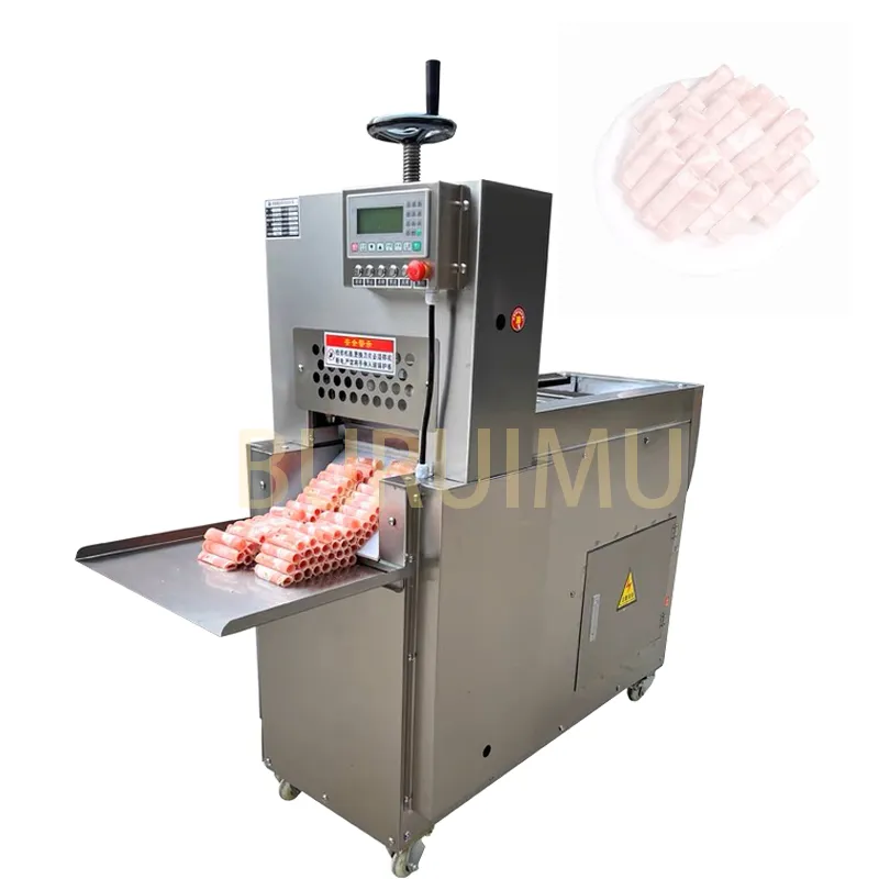 Roestvrijstalen lamskolmachine Volledig automatisch CNC Lamb Roll Bacon Slicer Snijden Frozen Meat Slicing Machine