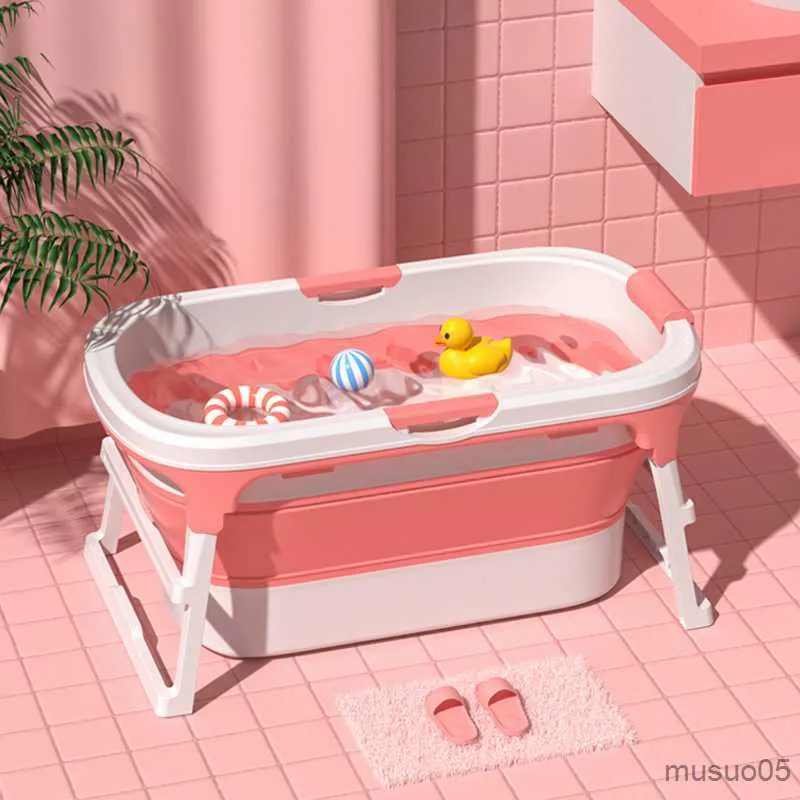 Large Folding Baby Bathtub with Seat Portable Kids Bath Basin