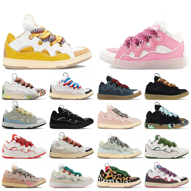 Luxus Frauen Männer Designer lässige Schuhe Paris Plattform Leder Curb Sneakers geprägt Mutter und Kinder Nappa -Kalbsleder Wildleder Doppelwebige Schnürsenkel Mesh Gummi -Trainer