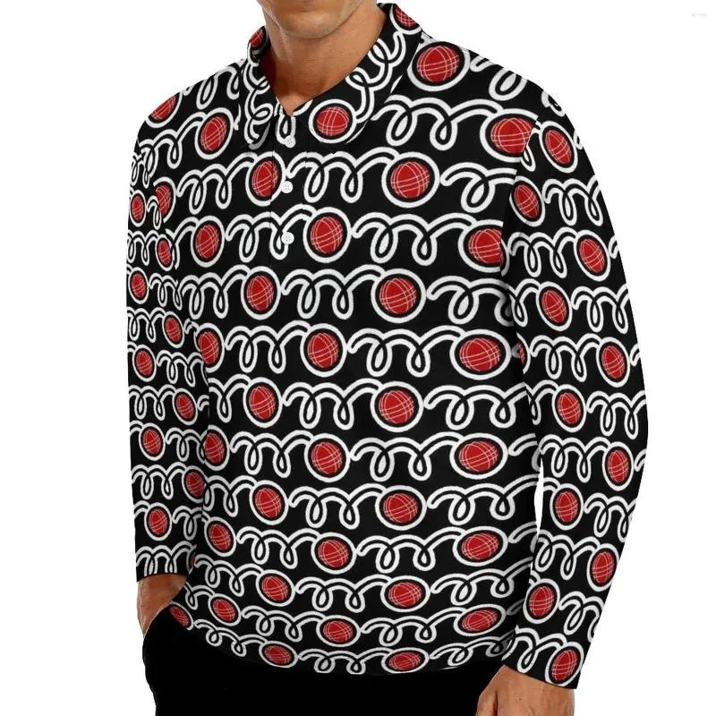 Мужские половые рубашки Polos Bocce Ball Man Man Mite Balls Print Casual рубашка ежедневно y2k узор с длинным рукавом.