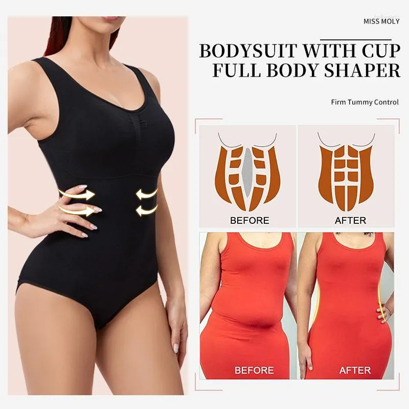 Womens Tummy Control Bodysuit With BuLifter Panties Slimming Body