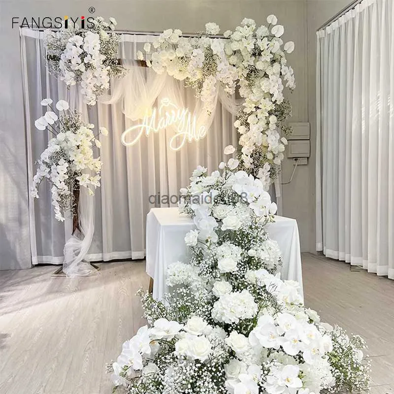Decorative Flowers Wreaths Baby Breath Artificial Wedding Arch Background Flower Arrangement Silk Row Party Window Store Display HKD230818