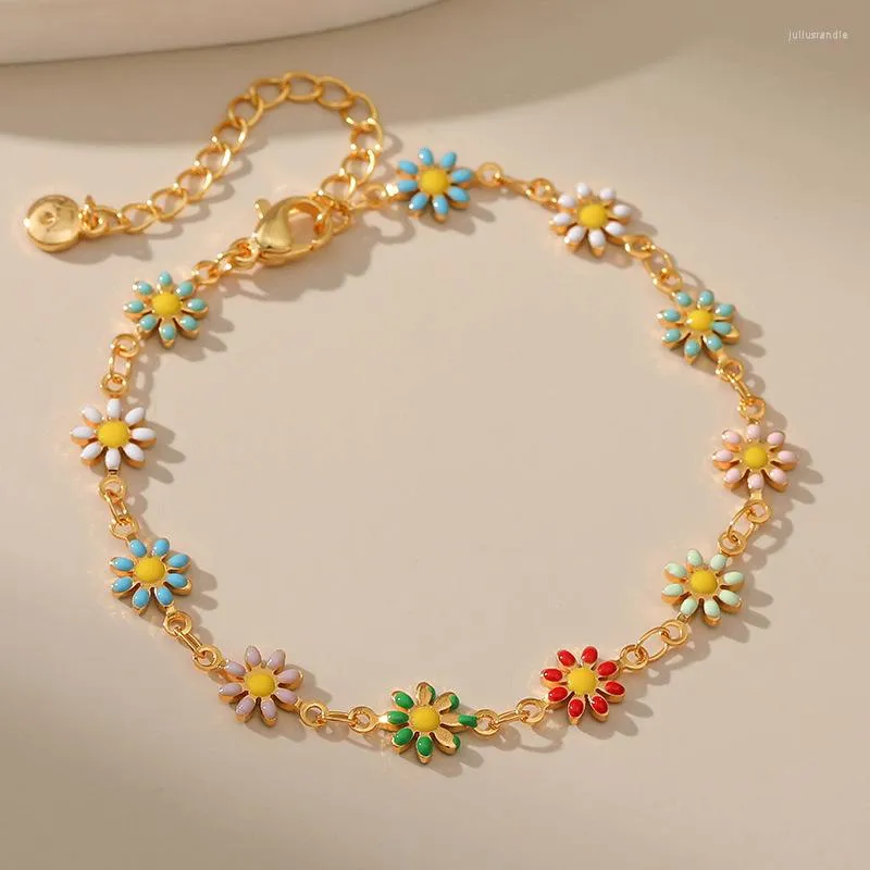 Braccialetti Link Olio gocciolante Olio di gocciolamento Craft Flower Colorful Flow