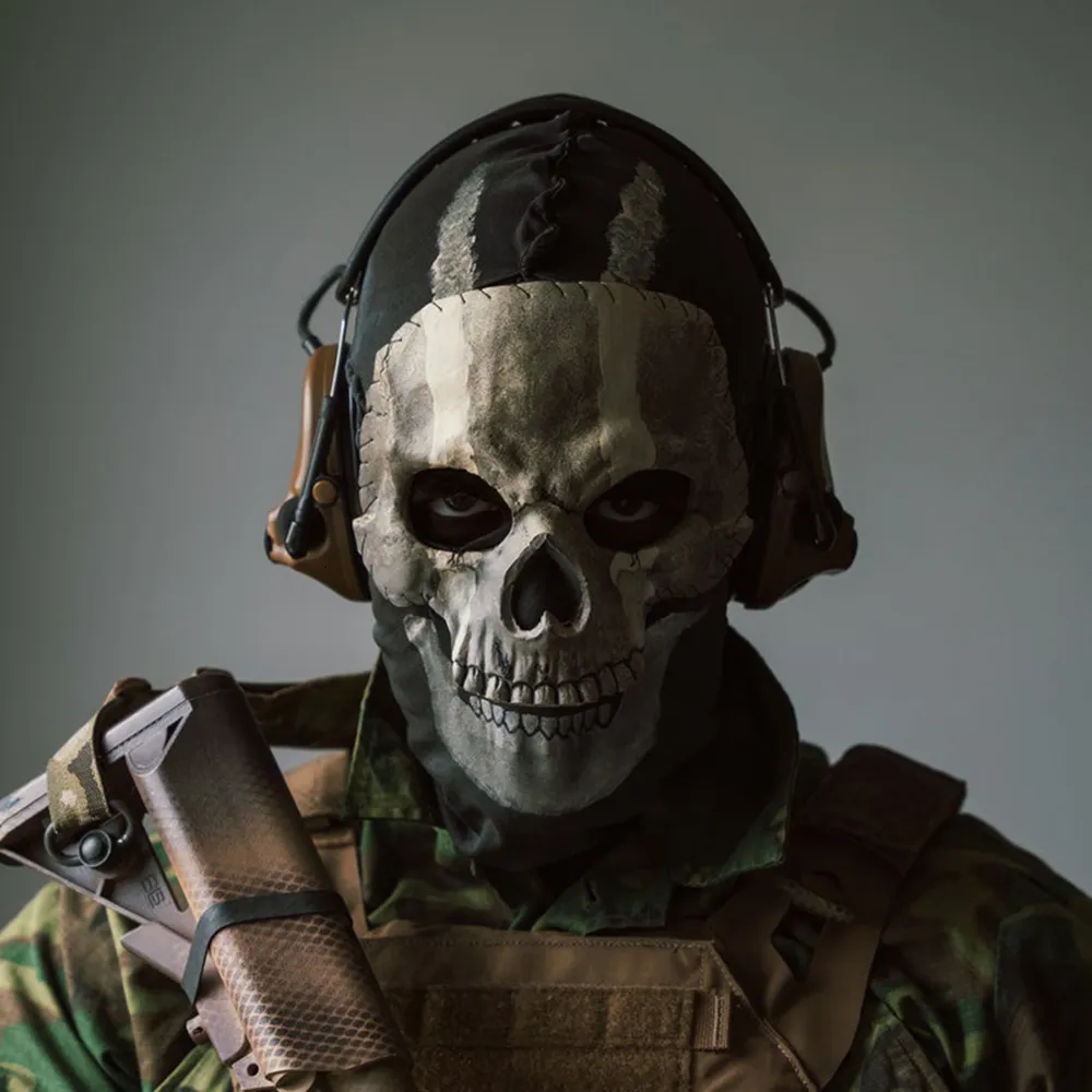Máscaras de fiesta Juego Skull Ghost Warrior Mask Mask Horror Helex Masks Head Hood Headgear Adulto Unisex Halloween Prop 230817