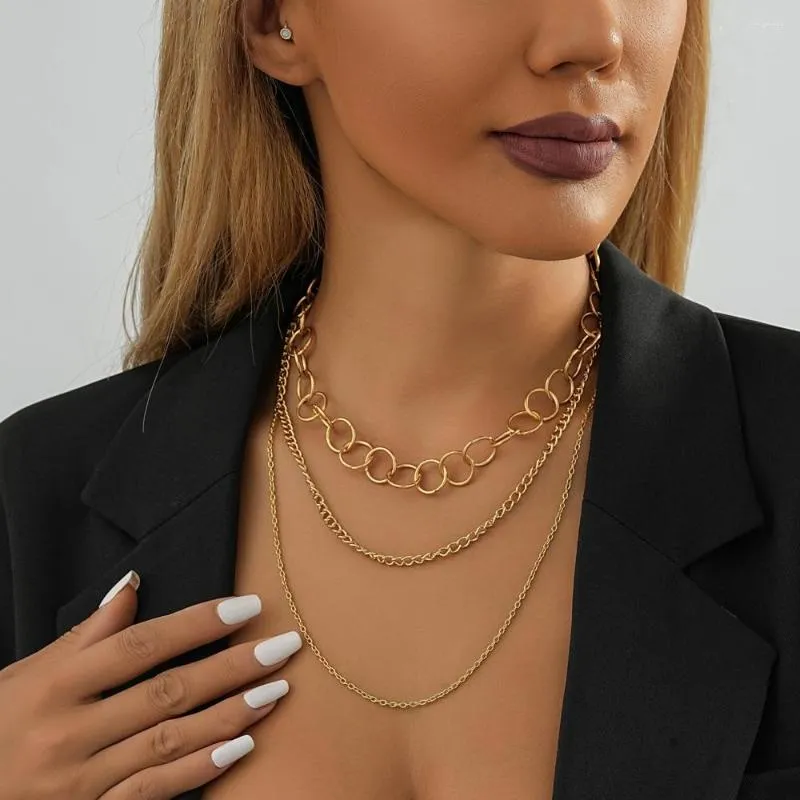 Choker Creative Retro Three Layer Chain Necklace For Women Simple Temperament Ladies Multi Jewelry Wholesale Direct Sele