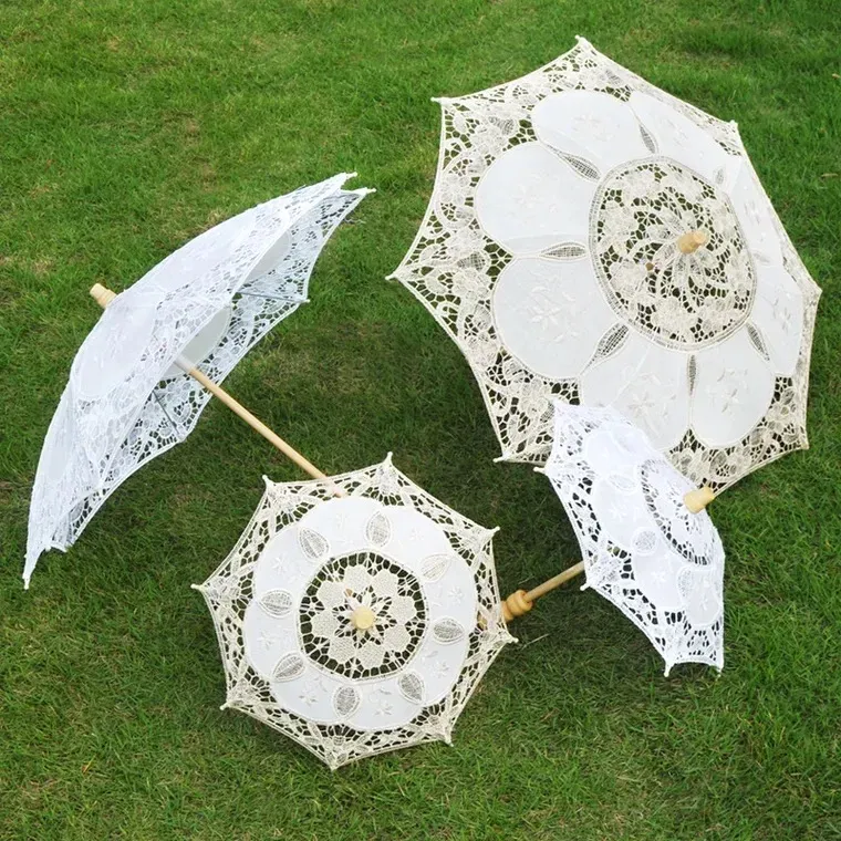 Antique Cotton parasol lace umbrella wedding bride & bridesmaid photo props in bulk