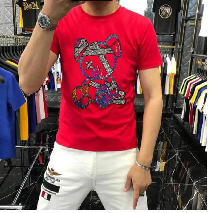 S-6xl Anime T-shirt Men Hingestones graphiques Haute qualité pour homme Summer Fashion Hot Drill T-shirts Streetwear