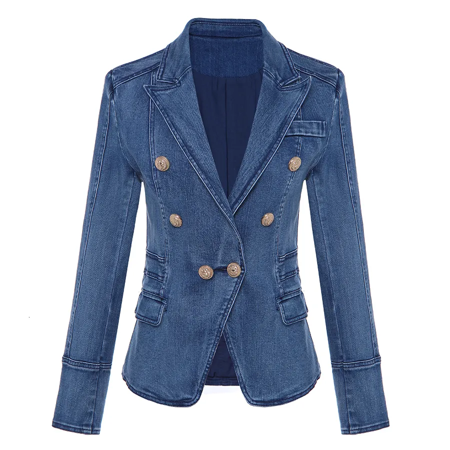 Blazer Blazer Fashion Designer Blazer Metal Lion Bottoni a doppio petto di jeans Coat 230817