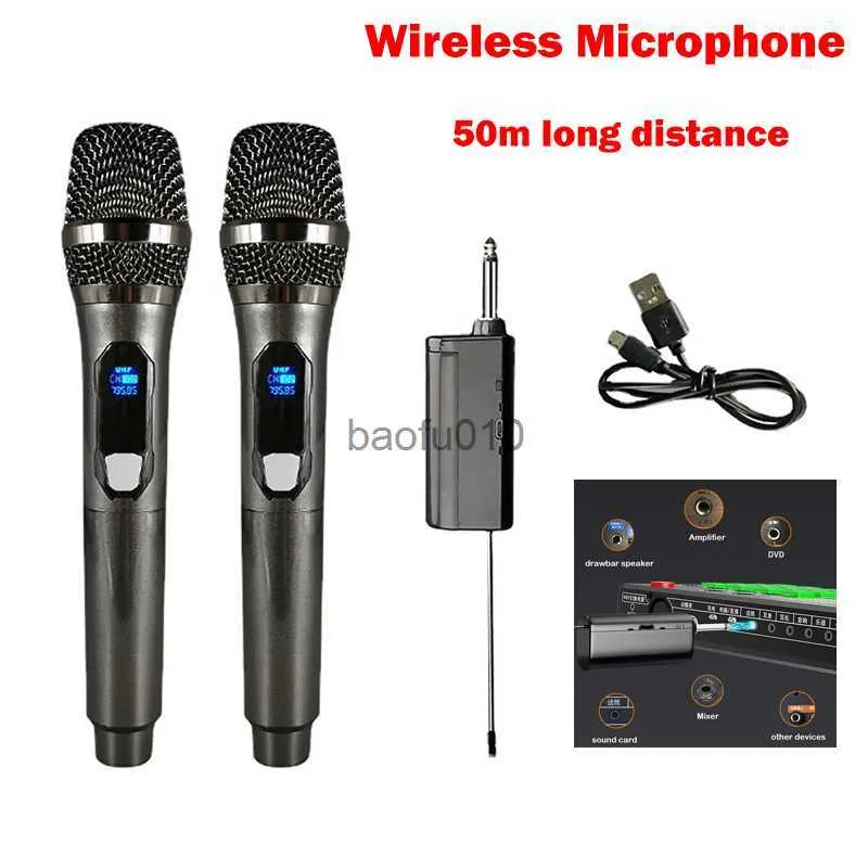 Microfoons UHF Wireless Microfoon Professionele handheld MIC Karaoke Microfoon met ontvanger voor Home Party Speech Church Show Meeting HKD230818