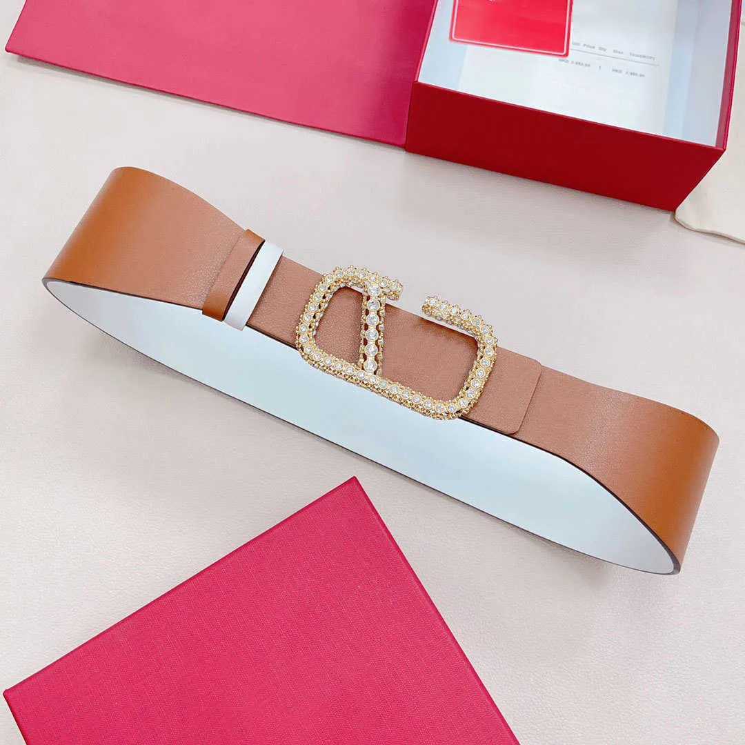Luxury Designer Belts for Women Genuine Leather Belt Fashion Gold Letter Buckle Belt v Woman Dress Suit Girdle Waistband Reversible Width 7cm Top Quality