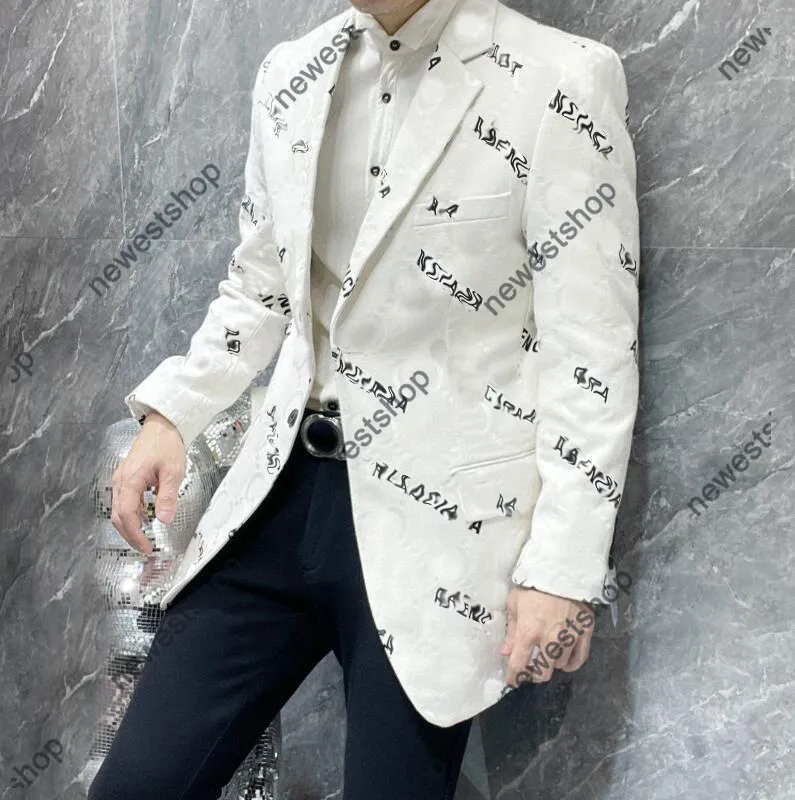 Mens Blazers Luxury Western Style Mid Length Suit Coat Oversize