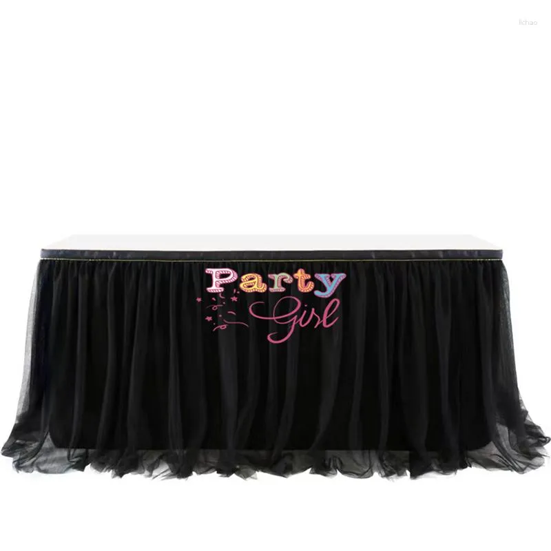 Table Skirt Black Color Tulle Tablecloth Skirting For Event Party Wedding Backdrop El Christmas Decoration