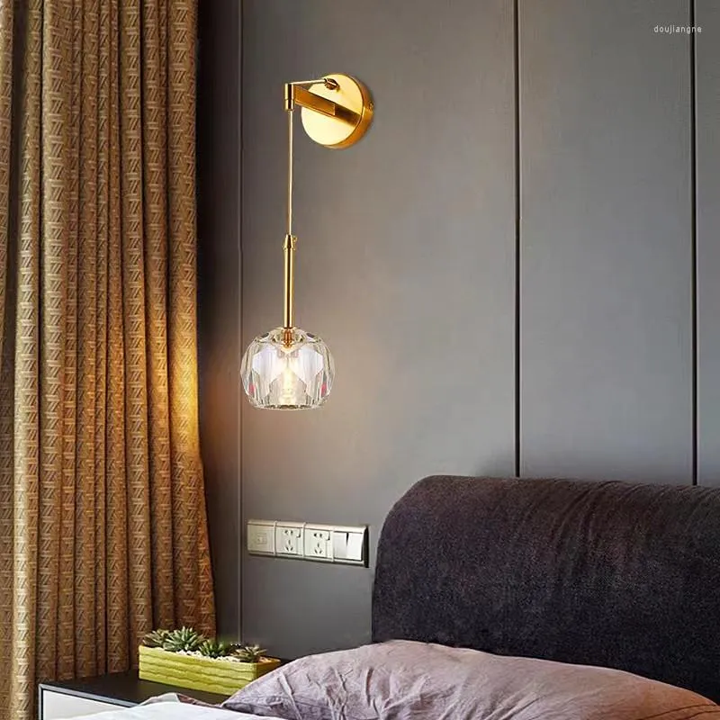 Lampa ścienna światła luksusowa kula K9 kryształowy nocny sypialnia salon Backwall Internet Celebrity Postmodern prosta osoba kreatywna