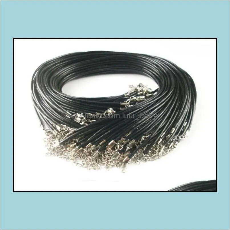 Kedjor halsband hängar smycken 100 st svart vax läder orm halsband pärlor snör sträng rep tråd 45 cm extender kedja med lobst dhltm