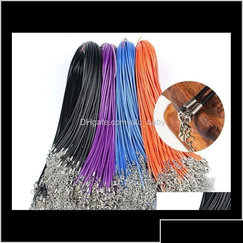 Correntes de cera Colar de couro de colar de colar de 15 mm de comprimento de 15 mm 45cm Cadeir corda de corda Extrenda com o fecho de lagosta DIY Jewelr Dhaqj