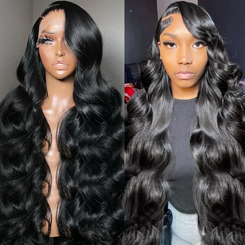 Body Wave Lace voorkant menselijk haar pruik te koop klaring vooraf geplukt met babyhaar 30 inch 13x4 220%dichtheid HD -kant frontale pruiken voor vrouwen