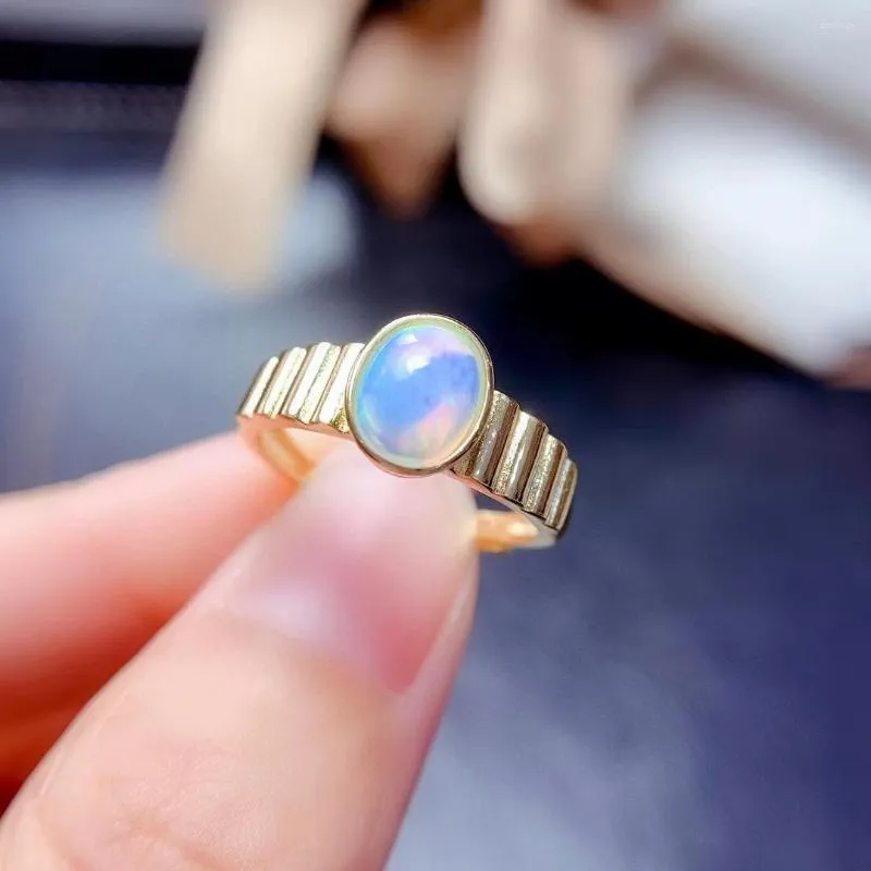 Cluster anneaux meibapj 6 8 Natural Opal Gemstone Fashion Colorful Ring For Women Real 925 STERLING Silver Charm Fine Bijoux de mariage