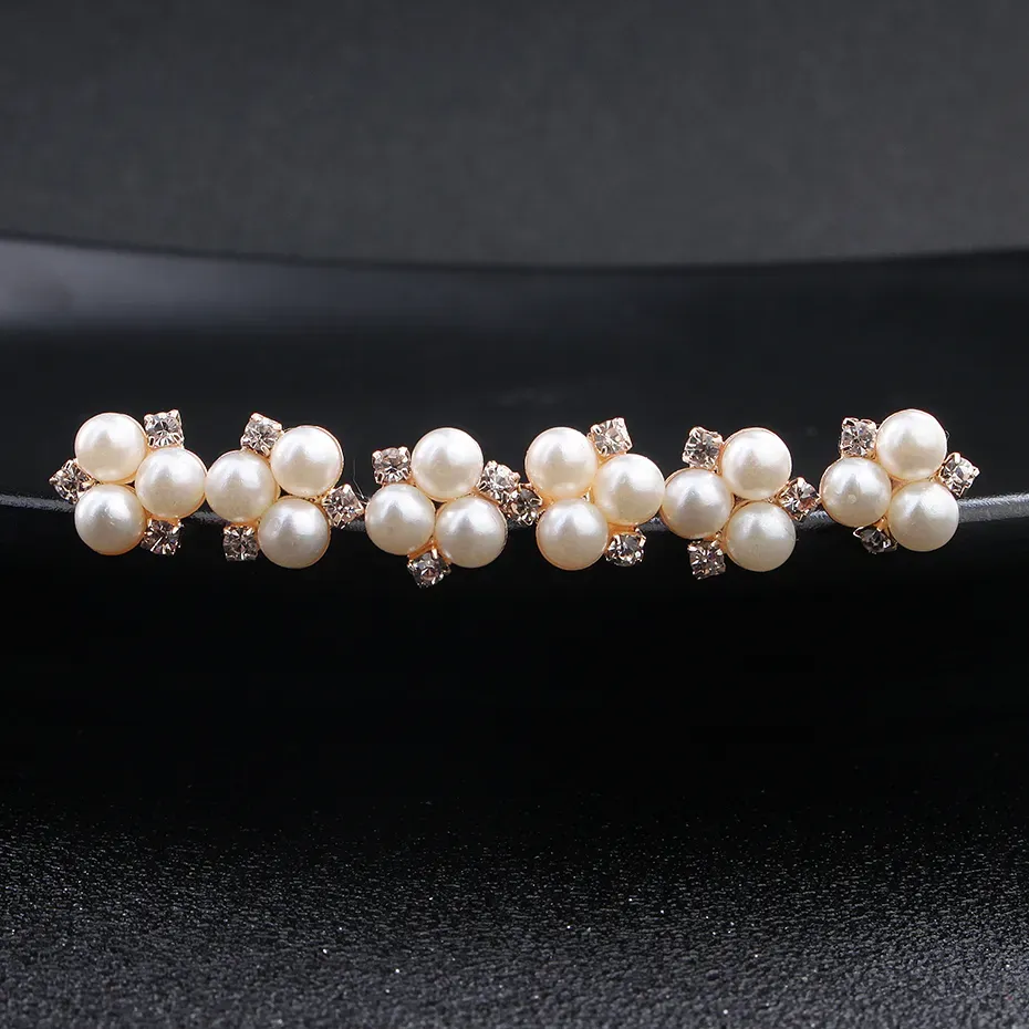 Rose Gold Wedding Accessories Bridal Pearl Hairpins Flower Crystal Pearl Rhinestone Hair Pins Clips Bridesmaid Women Hair Jewelry