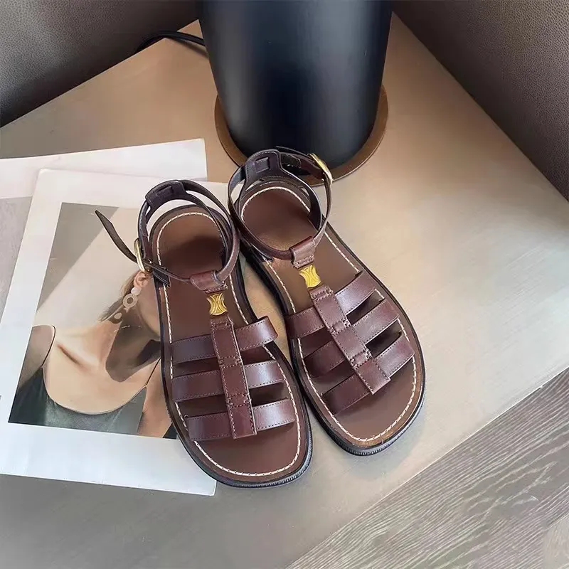 woman cowhide sandal gladiator TRIOMPHE Summer Beach Shoe men platform heel Slide CLEA celiny mule luxury designer Slippers vintage lady holiday pool pillow slides