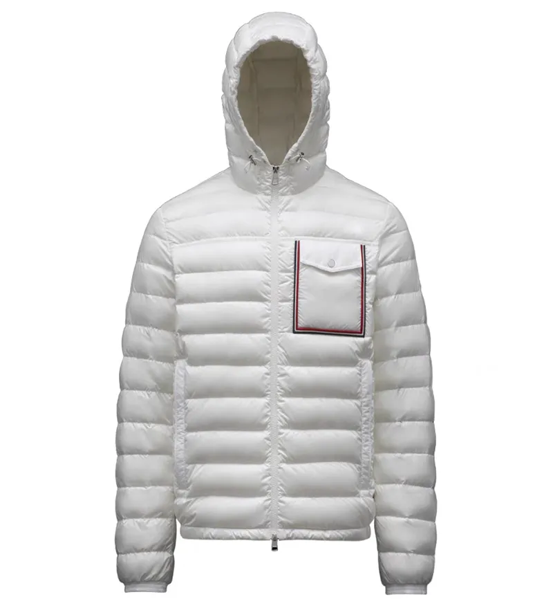 MONCLARERER LIHOU 가슴 포켓 경량 남성 다운 재킷 팔 배지 후드 복어 재킷 패션 디자이너 겨울 코트 아시아 크기 M-3XL