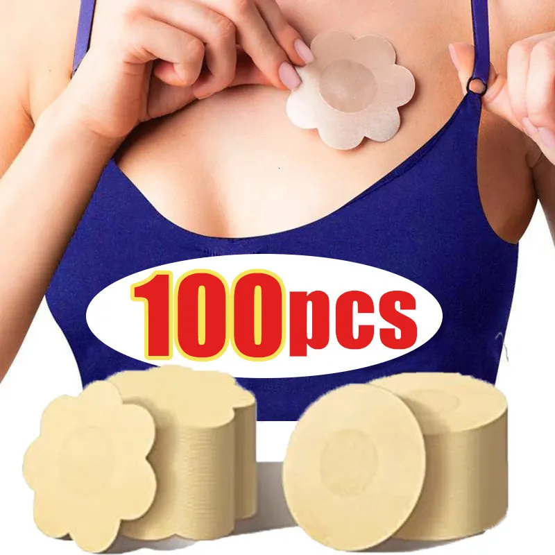 Coussinet d'allaitement 100pc Invisible Nipple Cover Jetable Auto-adhésif Pétales de Sein Lift Tape Pasties Autocollant Patch Intimates Accessoires 230818