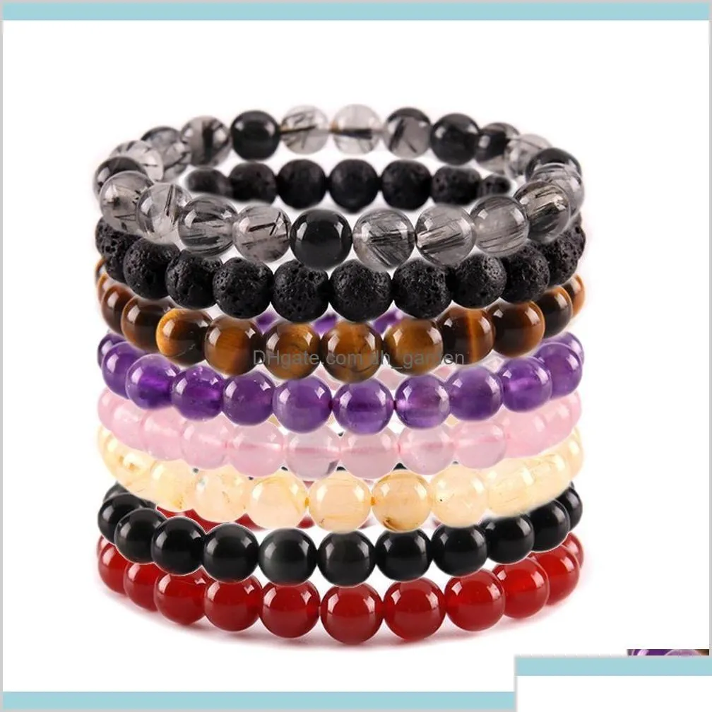 Fili di perline da 8 mm per perle di pietra naturale bracciale cristallo ametista turchese bracciali per gli occhi di tigre per donne uomini di moda gioielli Will e dhlwr