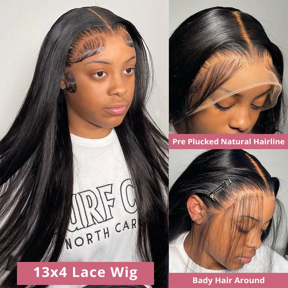 13x4 HD 360 Full Lace Frontal Wig Bone Bone Straight Lace Pront Wigs Human Hair Brazilian Glu غير المعقدة الكثافة 220 ٪