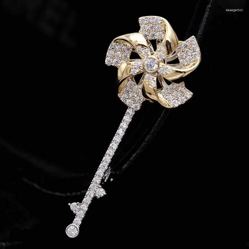 Broszki INS moda elegancka elegancka broszka wiatrakowa dla kobiet Wysokiej jakości metalowe złote biżuteria hurtowa biżuteria