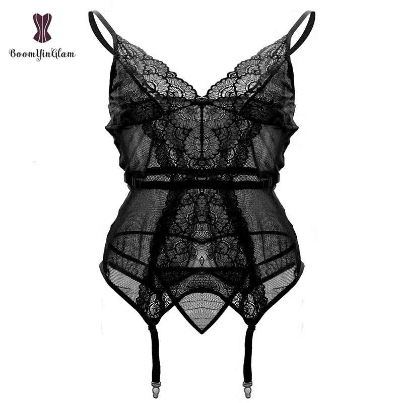 Jupe Sexy Noir Rouge Gris Femmes Sangle Corset Bustier Sexy Vêtements De Nuit Translucide Lingerie Avec Bretelles 1026 # 230818